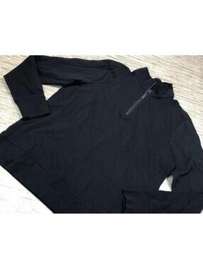 3458 Goodman Mens Henley Sweater Black Mock Neck Cotton 1/4 Zip Long Sleeve S